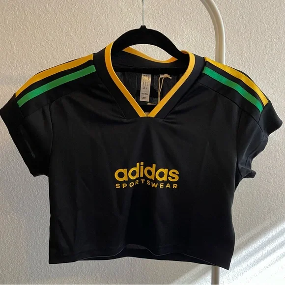Adidas Tiro Crop Jersey Black Gold Green - Picture 2 of 7
